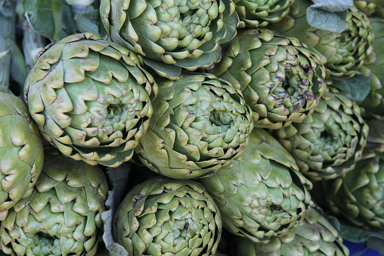 Artichokes for sale at the weekly market in Kuşadası.