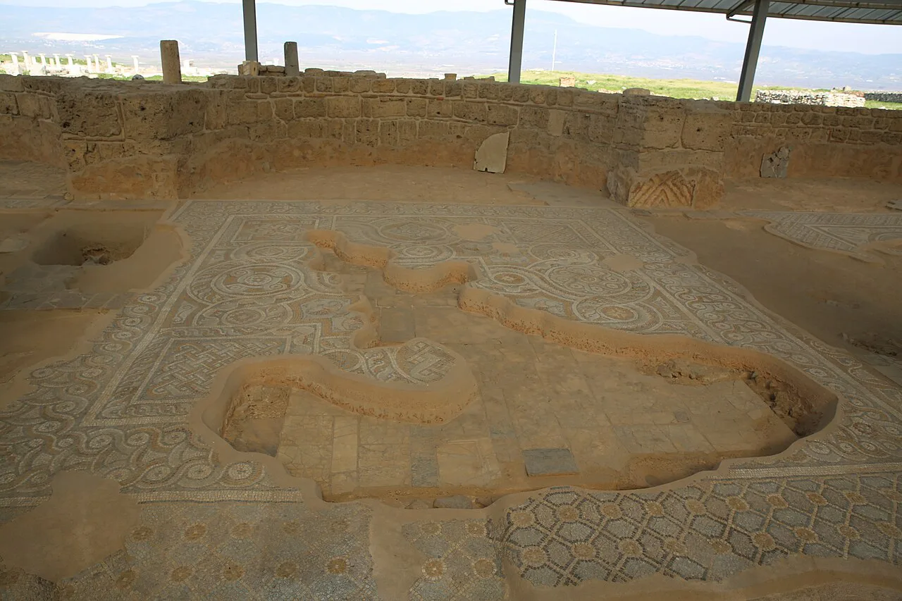 A mosaic floor under a shelter at Laodicea.