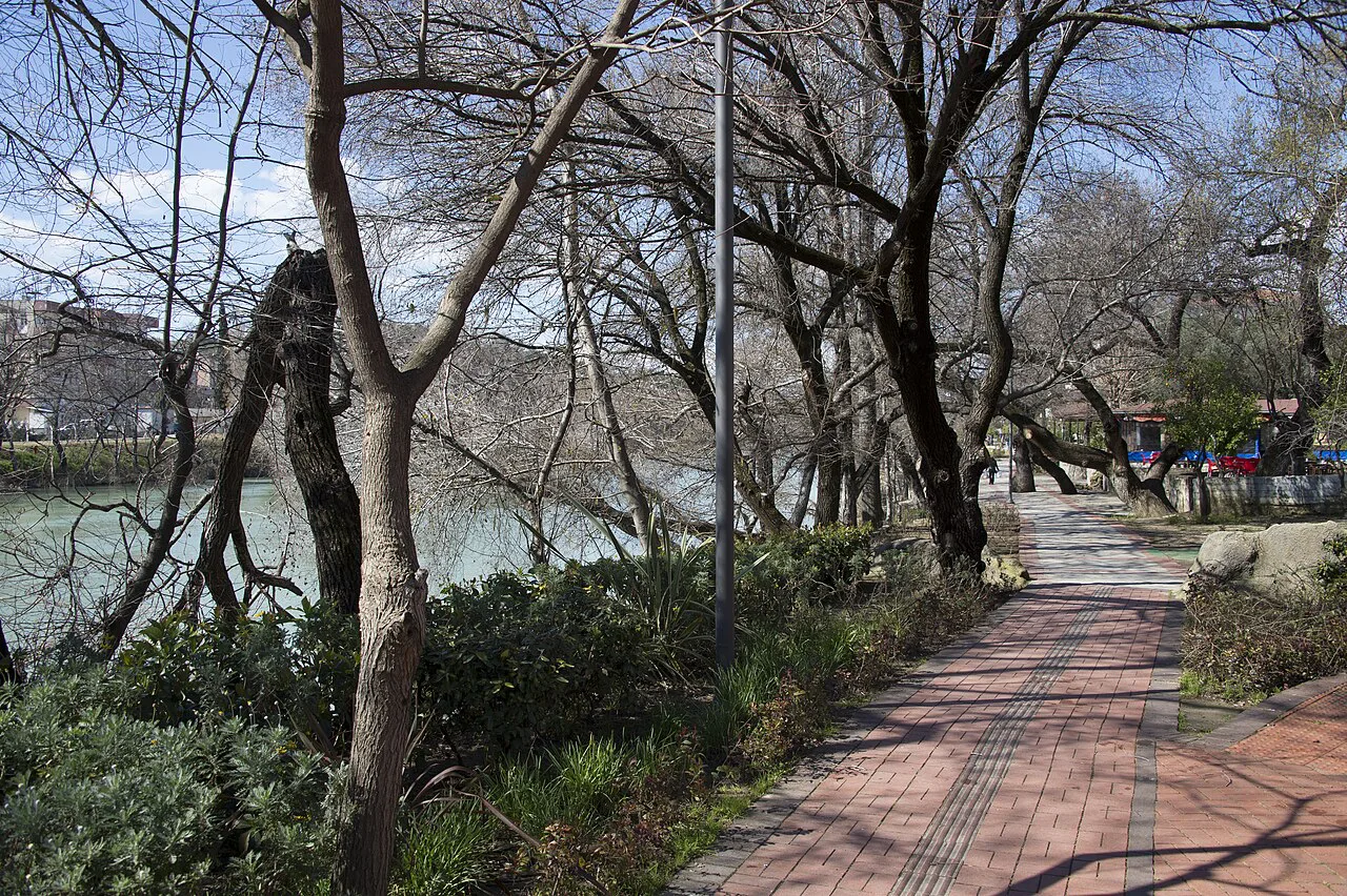 A riverside path along the Manavgat River in Manavgat town.