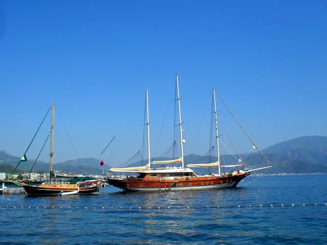 Gulets at anchor in the bay at Marmaris.