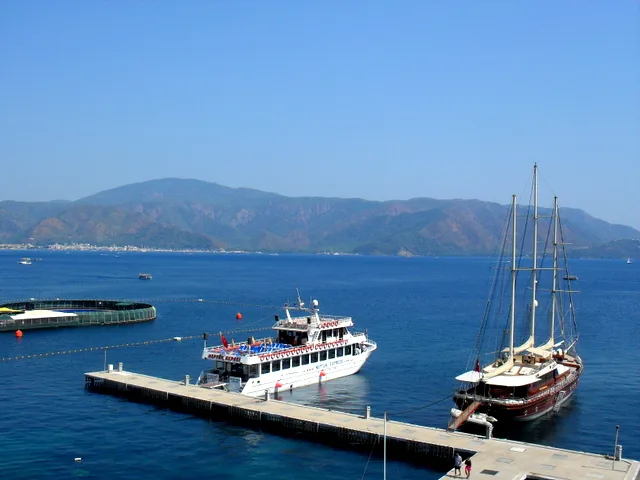 Boats at a pier in Marmaris harbour.
