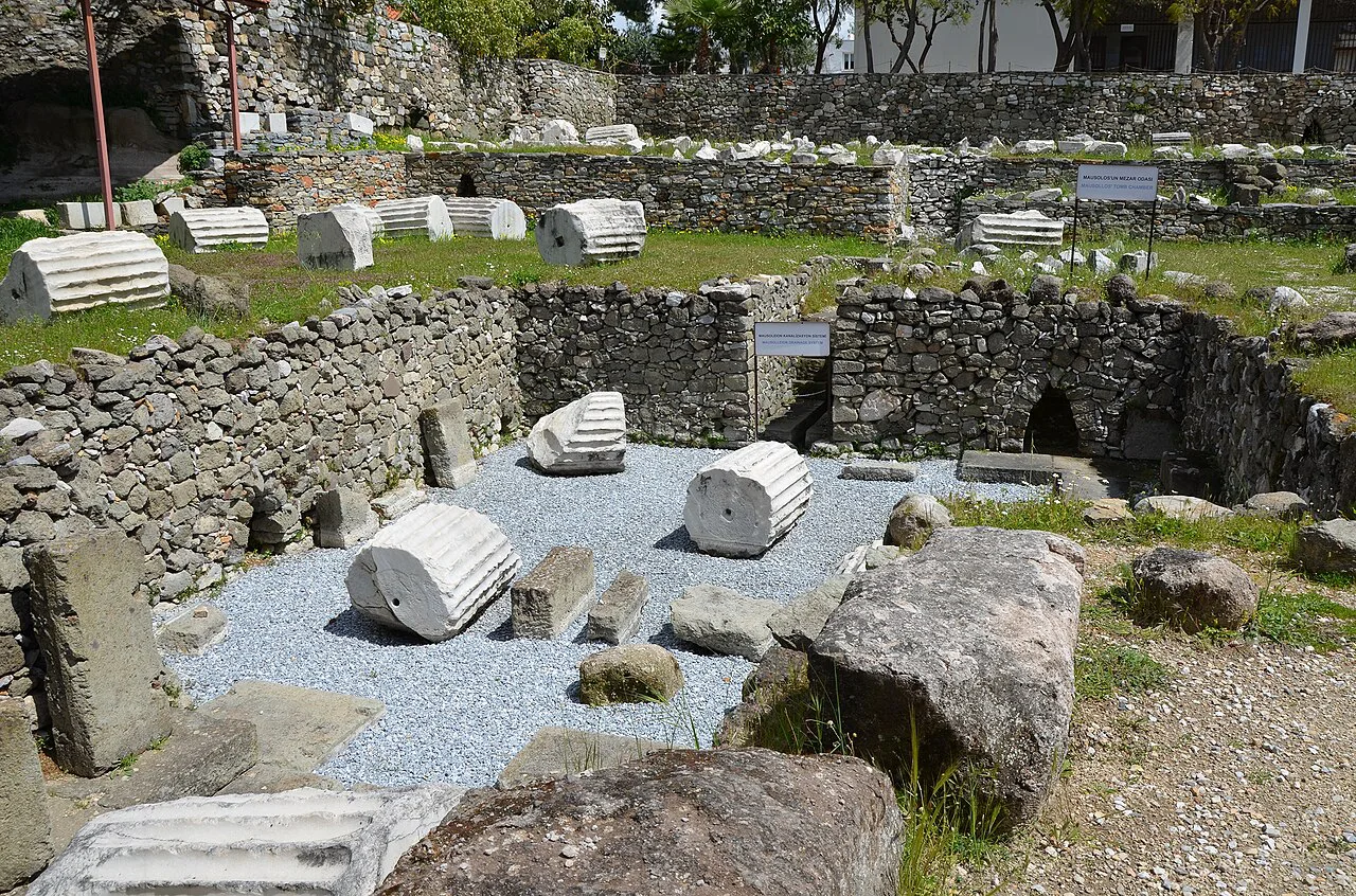 Column drums among the ruins of the Mausoleum at Halicarnassus.