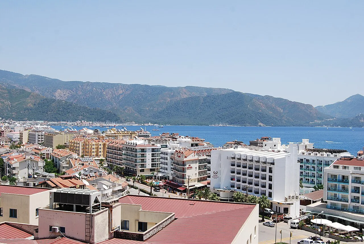 Marmaris town and bay seen from above.