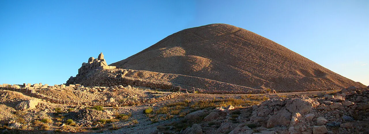 The man-made summit mound of Mount Nemrut.