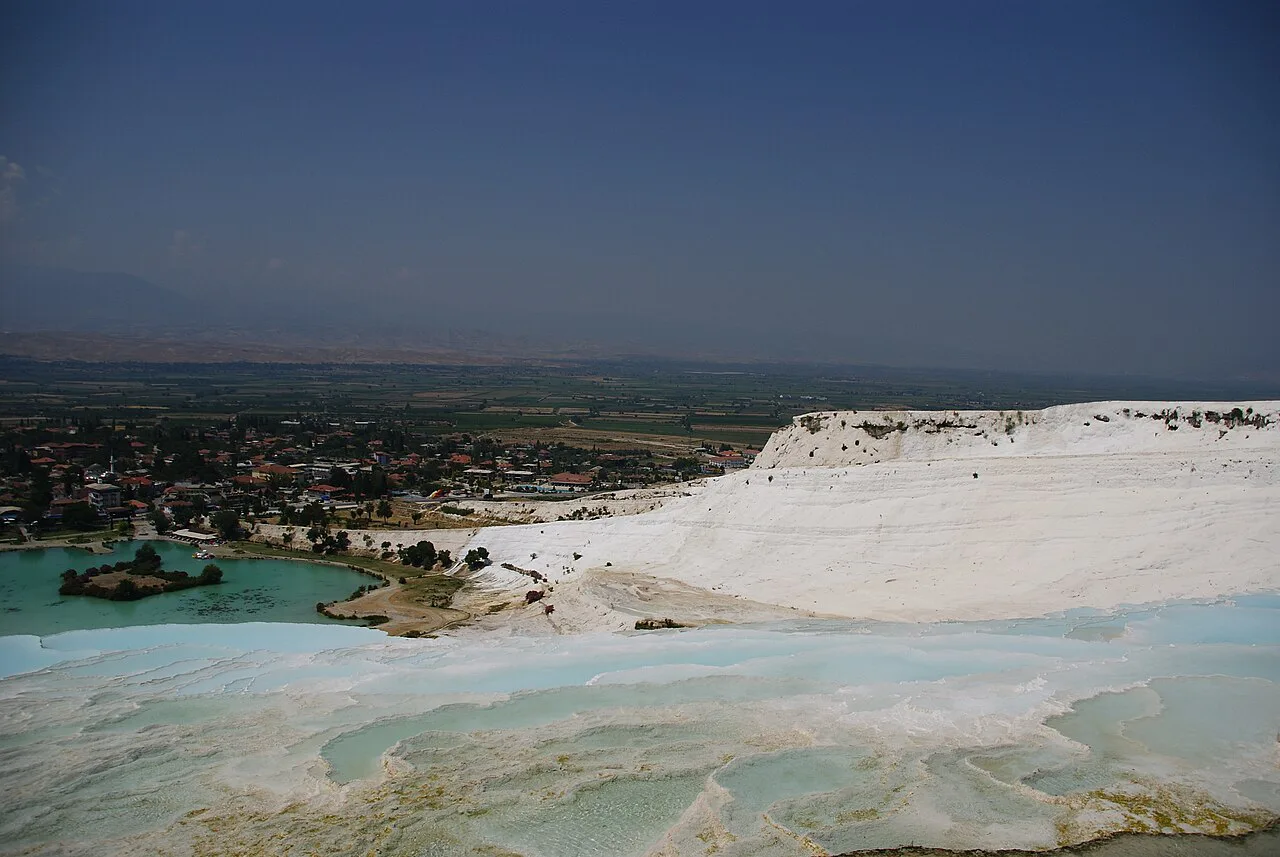 Turquoise pools on the travertine terraces of Pamukkale.