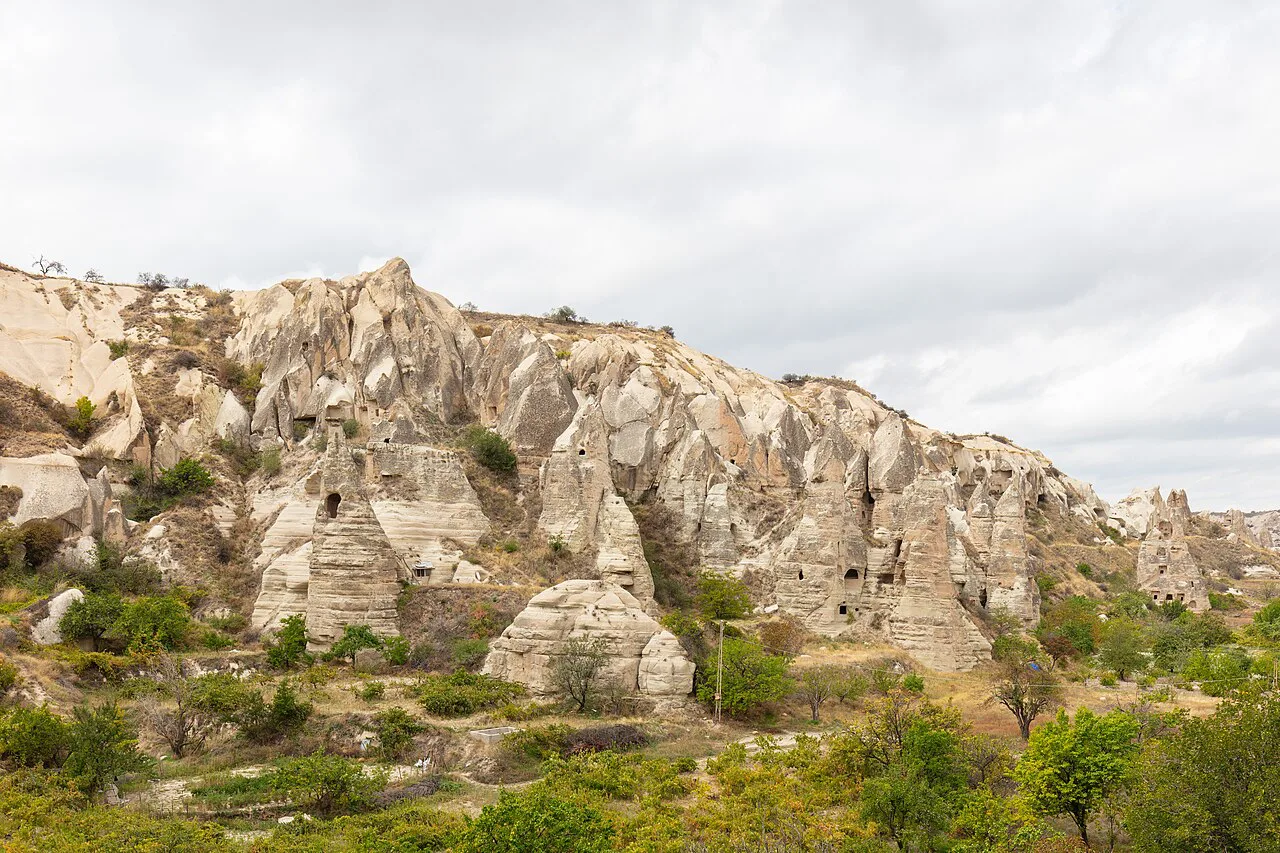Rock pinnacles across the valley at Paşabağ.