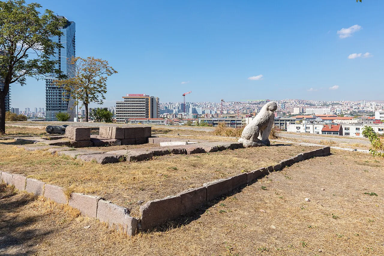 Foundations and fragments at the Roman Baths site in Ankara.