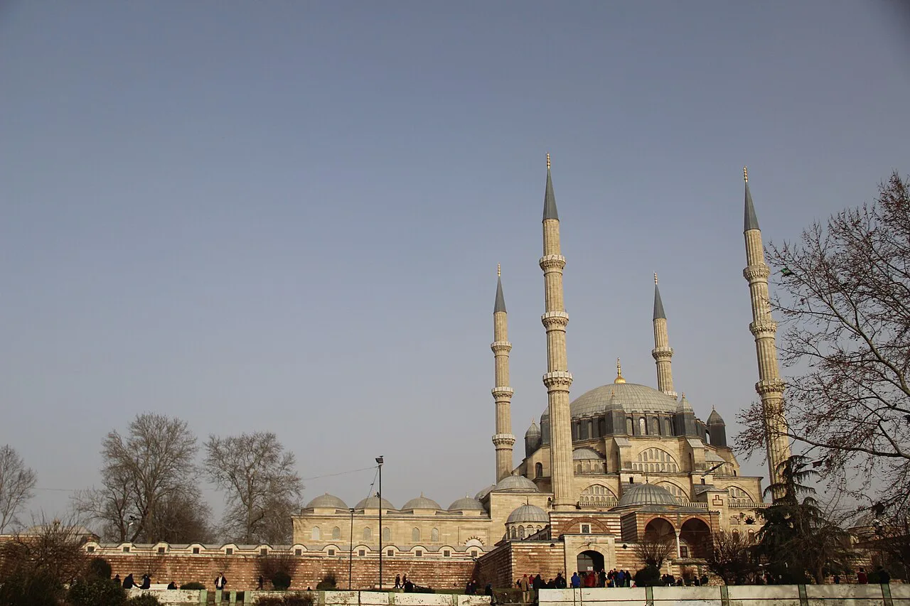 Selimiye Mosque rising above the trees of Edirne.