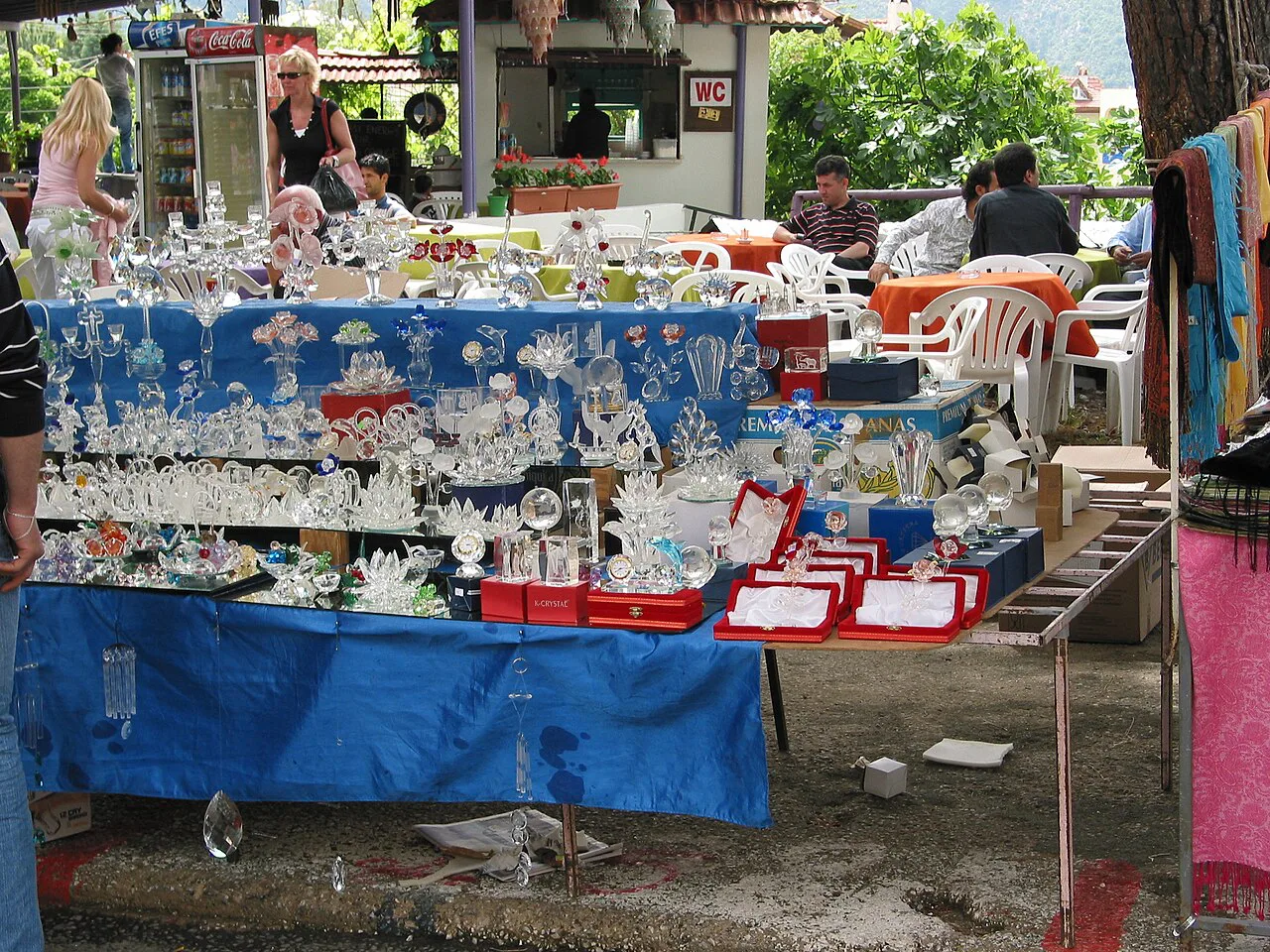 A souvenir stall at the market in İçmeler.