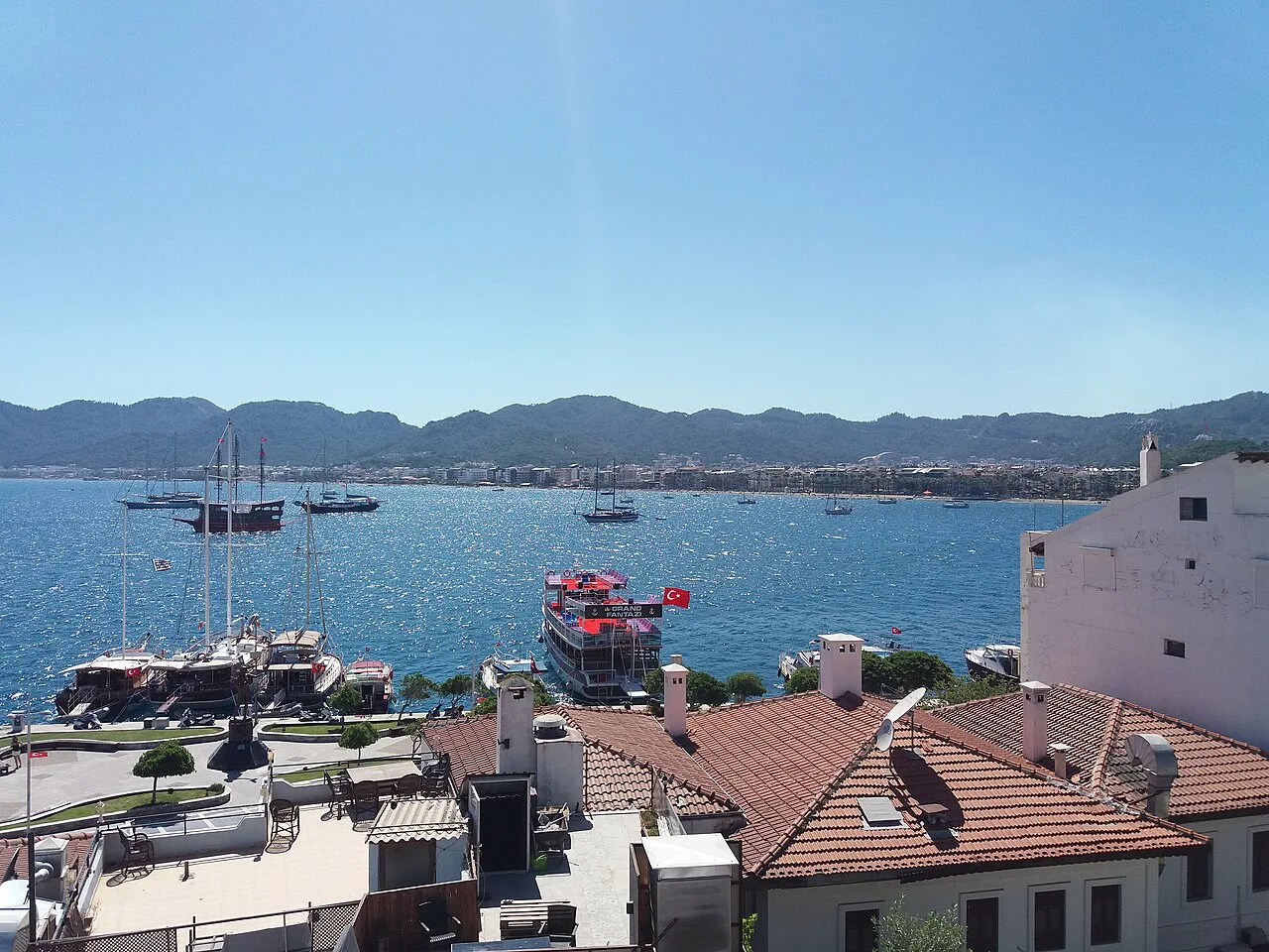 The rooftops and harbour of Marmaris.