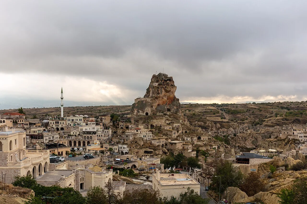 Ortahisar Castle above the town of Ortahisar, Cappadocia.