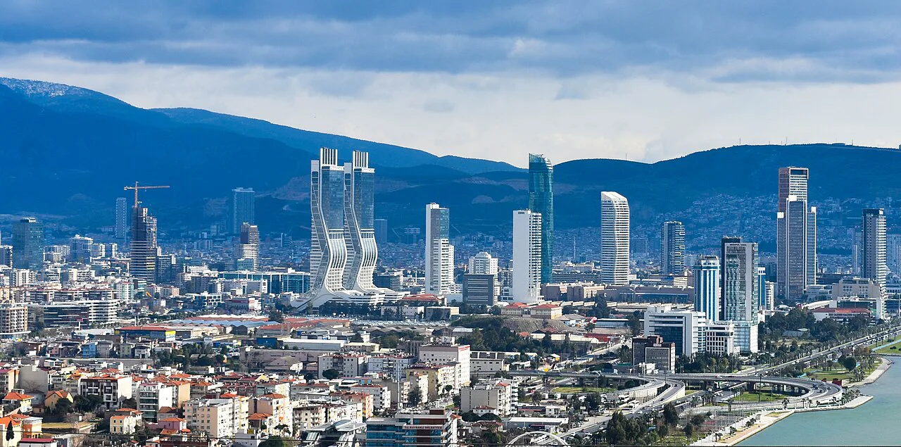 Skyscrapers on the İzmir waterfront.