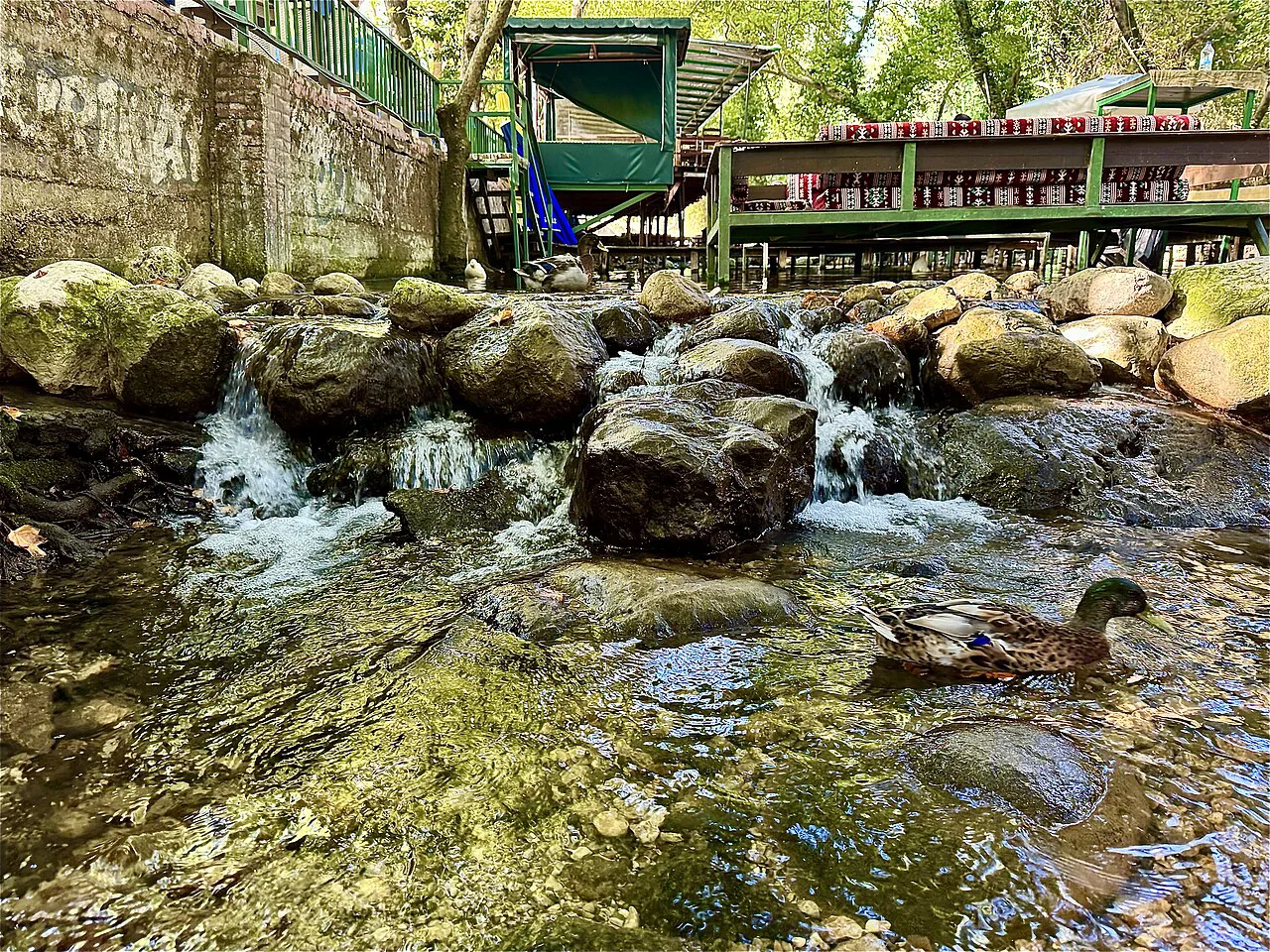 A stream running past restaurants at Ulupınar, near Kemer.