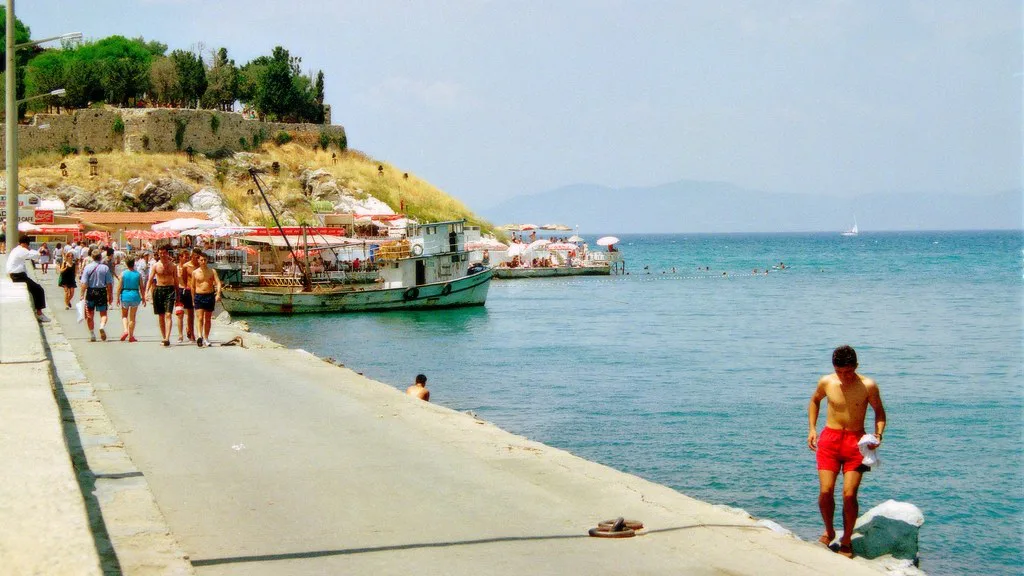 The seafront promenade beside the harbour in Kuşadası.