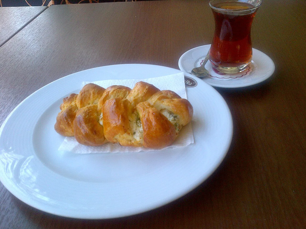 Turkish tea served with poğaça in Ankara.