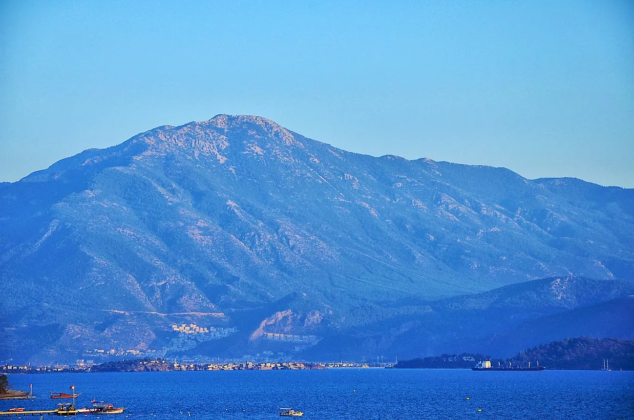 Mountains rising above Fethiye, seen across the bay.
