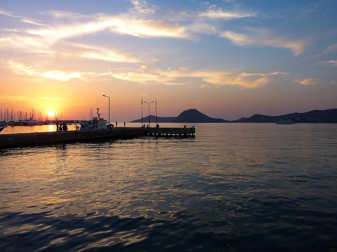 Sunset over the marina at Yalıkavak.