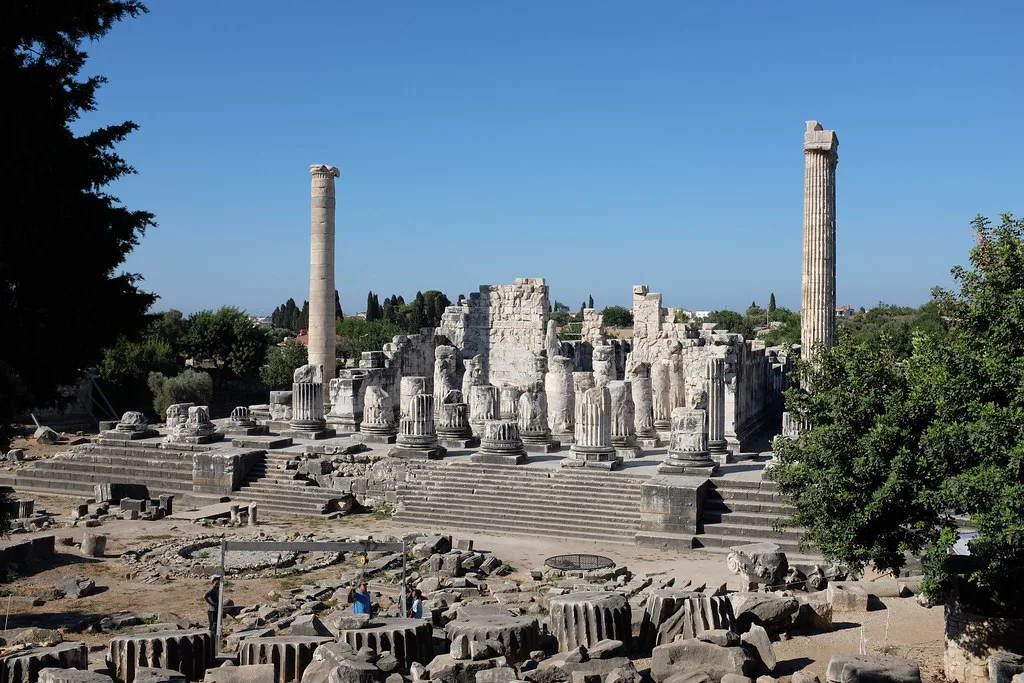 The front of the Temple of Apollo at Didyma in Didim.